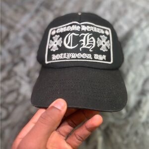 Chrome Hearts Black and White Logo Cap